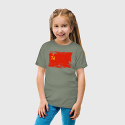 Футболка хлопковая детская Рваный флаг СССР, цвет: авокадо — фото 2