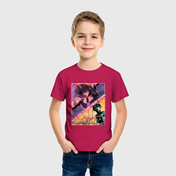 Футболка хлопковая детская Наранча Гирга из ДжоДжо, цвет: маджента — фото 2