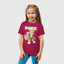 Футболка хлопковая детская Майлз Тейлз Прауэр Sonic Видеоигра, цвет: маджента — фото 2