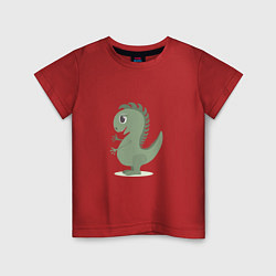 Детская футболка Милый зеленый динозаврик