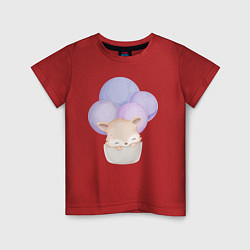 Детская футболка Милый Лисёнок Взлетает С Воздушными Шарами
