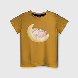 Детская футболка Милая Овечка Спит На Месяце