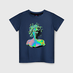 Футболка хлопковая детская Gorgon Medusa Vaporwave Neon, цвет: тёмно-синий