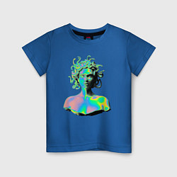 Футболка хлопковая детская Gorgon Medusa Vaporwave Neon, цвет: синий