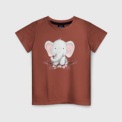 Детская футболка Милый Слонёнок С Цветами