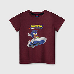 Футболка хлопковая детская Sonic Free Riders Hedgehog Racer, цвет: меланж-бордовый