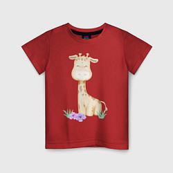 Детская футболка Милый Жирафик С Цветками