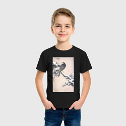 Футболка хлопковая детская Goshawk on Snow-covered Pine Bough, цвет: черный — фото 2