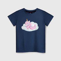 Детская футболка Милый Единорог Спит На Облаке