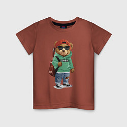 Детская футболка Прикольный мишутка гитарист Cool teddy bear guitar