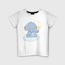 Детская футболка Милый Слонёнок На Облаке Со Звездой