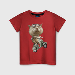 Детская футболка Крутой котяра на скутере
