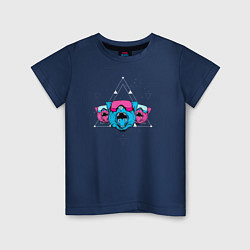 Футболка хлопковая детская Космические кибер коты, цвет: тёмно-синий