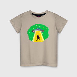 Детская футболка Котейку похищают пришельцы