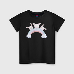 Детская футболка Милые Крольчата На Радуге
