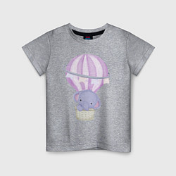 Детская футболка Милый Слонёнок Летит На Воздушном Шаре