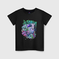 Детская футболка Абстрактная разноцветная акварельная зебра в аквар