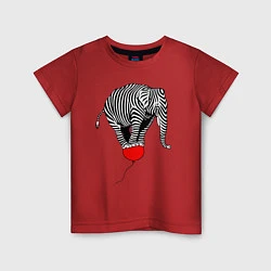 Детская футболка Слон зебра на воздушном шаре