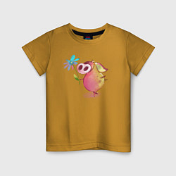 Детская футболка Милый поросенок с цветами