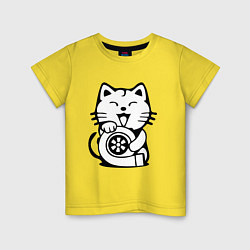Футболка хлопковая детская JDM Cat & Engine Japan, цвет: желтый