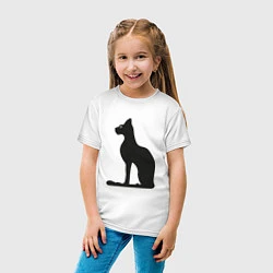 Футболка хлопковая детская Силуэт черной кошки, Египетская богиня Бастет, цвет: белый — фото 2
