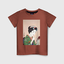 Детская футболка Woman Applying Rouge Японская модница
