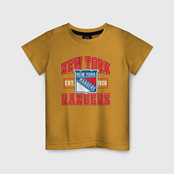 Футболка хлопковая детская NY RANGERS NHL НЬЮ-ЙОРК РЕЙНДЖЕРС, цвет: горчичный