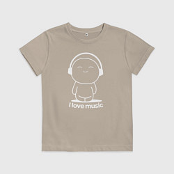 Детская футболка Я Люблю Музыку I Love Music Белая