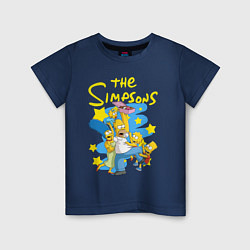Футболка хлопковая детская The SimpsonsСемейка Симпсонов, цвет: тёмно-синий