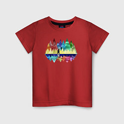 Детская футболка Медведь и разноцветные горы