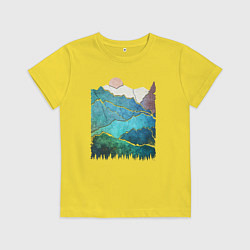 Детская футболка Большие горы и маленький медведь