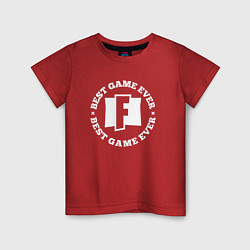 Футболка хлопковая детская Символ Fortnite и круглая надпись Best Game Ever, цвет: красный