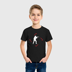 Футболка хлопковая детская Символ Counter Strike в красном ромбе, цвет: черный — фото 2