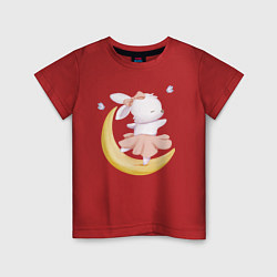 Детская футболка Милый Крольчонок Танцует На Месяце
