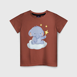Детская футболка Милый Слонёнок Сидит На Облаке