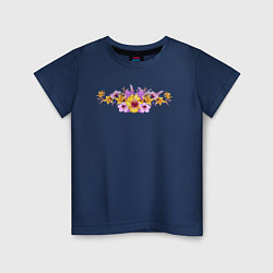 Детская футболка Цветы Разноцветные Гибискус и Ирисы