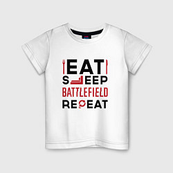 Детская футболка Надпись: Eat Sleep Battlefield Repeat
