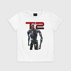 Футболка хлопковая детская Terminator 2 - T800, цвет: белый