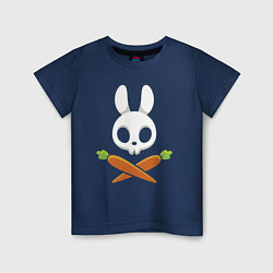 Футболка хлопковая детская Череп кролика с двумя морковками, цвет: тёмно-синий