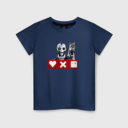 Детская футболка Love death and robots белый робот с котом