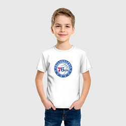 Футболка хлопковая детская Филадельфия Севенти Сиксерс NBA, цвет: белый — фото 2
