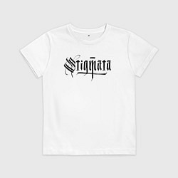 Футболка хлопковая детская Stigmata логотип, цвет: белый