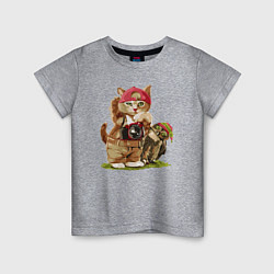 Детская футболка Котёнок фотограф с прикольным совёнком