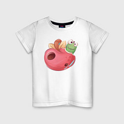 Детская футболка Червяк в яблоке