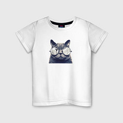 Детская футболка Арт кот в очках принт