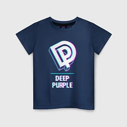 Футболка хлопковая детская Deep Purple Glitch Rock, цвет: тёмно-синий