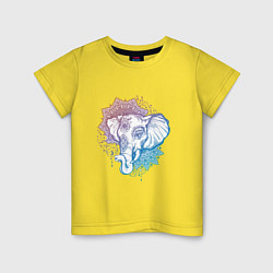 Футболка хлопковая детская Мандала слон, цвет: желтый
