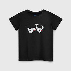 Футболка хлопковая детская Космонавт в кармане Минимализм, цвет: черный
