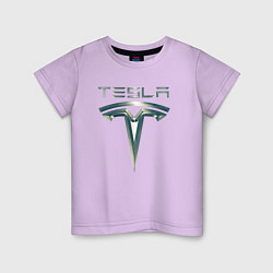 Детская футболка Tesla Logo Тесла Логотип Карбон