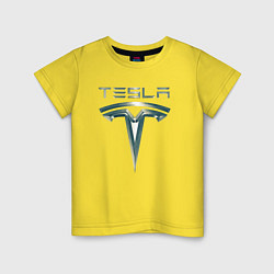 Детская футболка Tesla Logo Тесла Логотип Карбон